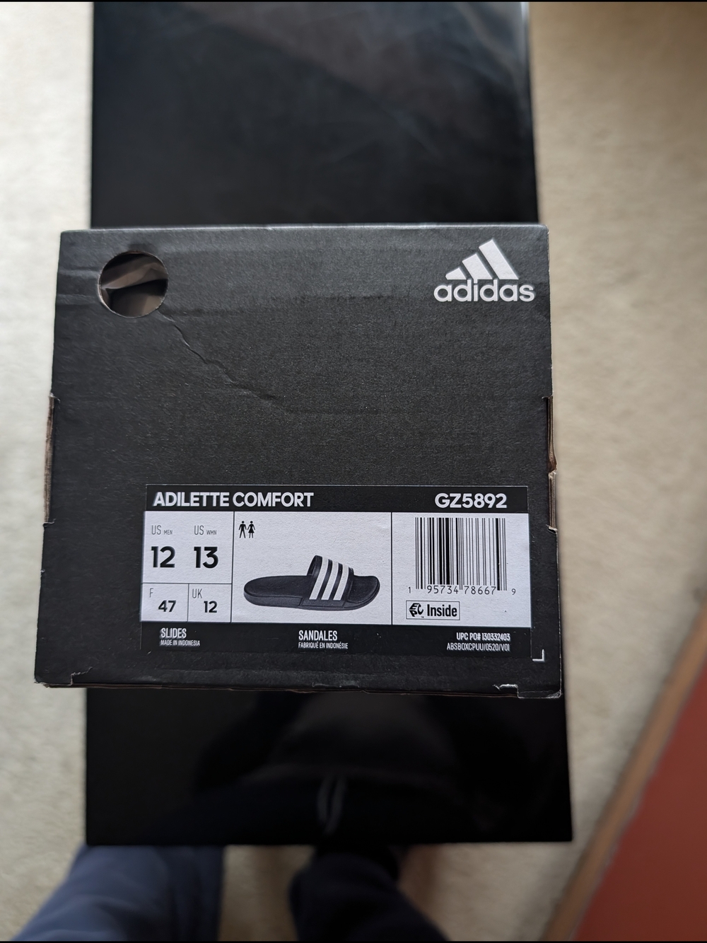 Adidas Adilette Comfort Slide Box - NAVY & White